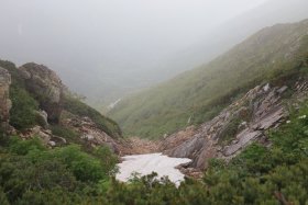 常念岳の雪渓