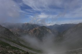 硫黄尾根（硫黄岳、赤岳）と野口五郎岳、唐沢岳