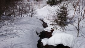 雪の中を流れる北沢