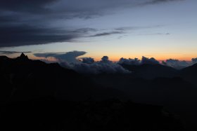 夕焼けと槍ヶ岳