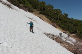 雪渓のトラバース