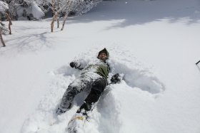 新雪にダイブ