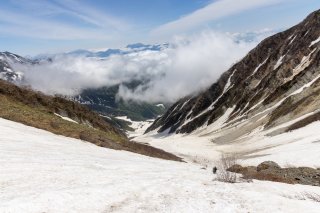 大雪渓を振り返って