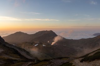 一の越山荘から見る夕焼け