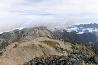 内蔵助カールと真砂岳、別山